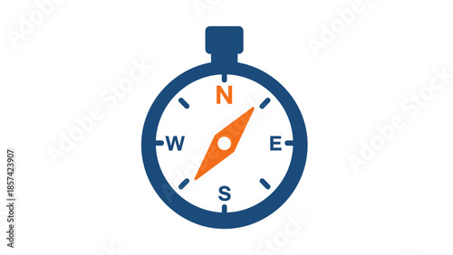 Blue Compass with Orange Needle Direction.