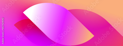 Abstract gradient background. Pink, purple, orange hues blend smoothly. Curved shapes overlap creating dynamic visual effect. Modern design.