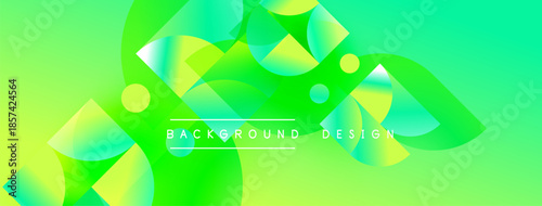 Abstract vibrant background. Overlapping circles create fluid shapes, gradients shift from yellow to green. Text reads background design.