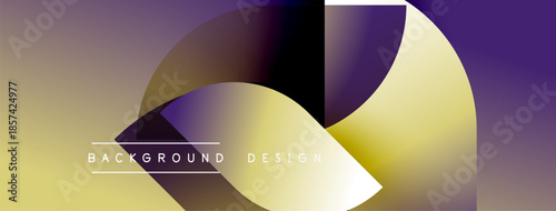 Abstract gradient shapes overlap. Yellow, purple hues dominate design. Minimalist text reads background design. Modern aesthetic.