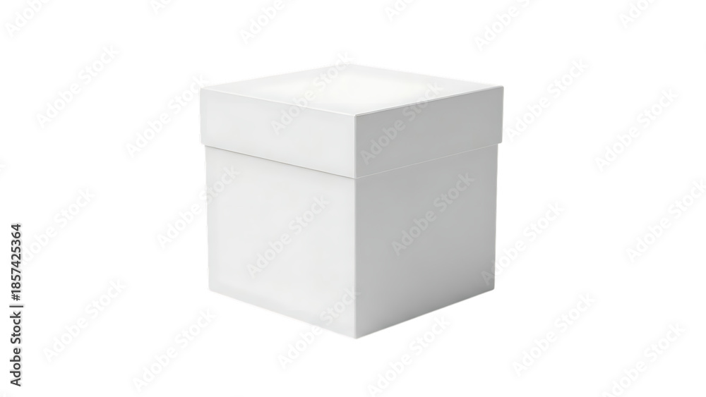 Fototapeta premium White Square Gift Box with Lid on Black Background white box square box