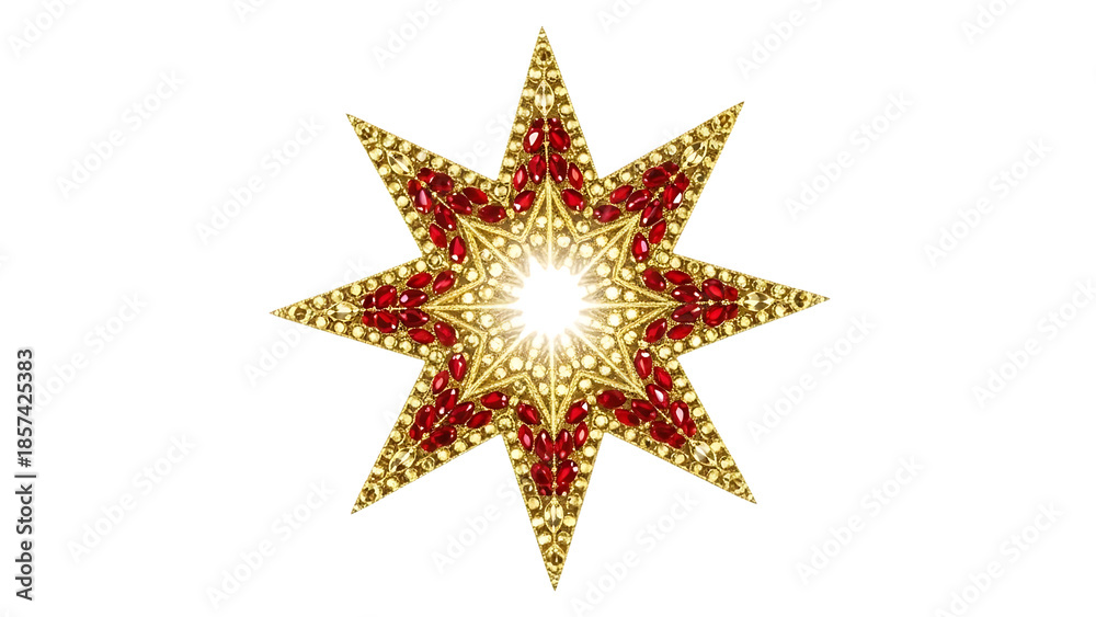 Obraz premium Golden star with red accents and white center