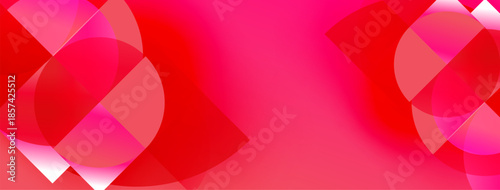 Abstract red design features overlapping circles, gradients, bright hues. Modern, dynamic composition creates visual interest.