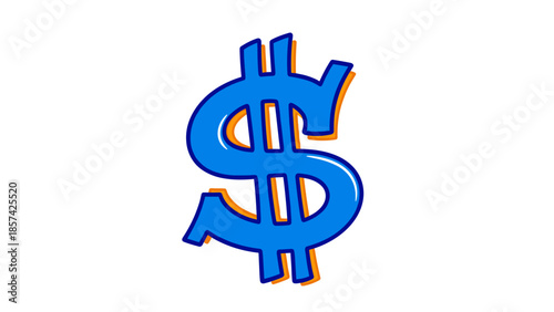 Blue Dollar Sign Symbol Financial Icon.