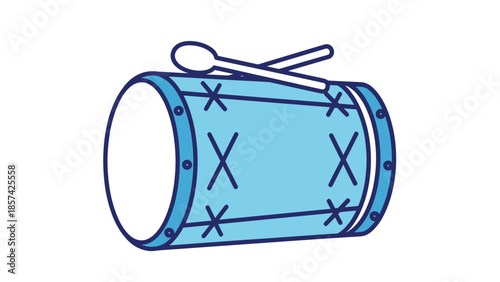 Blue Drum with Drumsticks on Top.