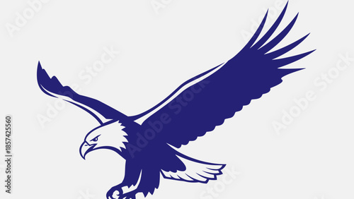 Blue Eagle in Flight Silhouette Illustration.