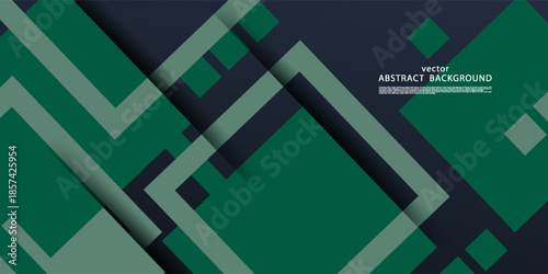 Abstract green square pattern background with dark color element design. Vector eps10