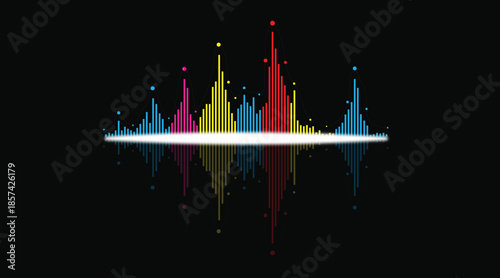 Vibrant sound wave visualization on Transparent  background, ideal for music and technology themes.