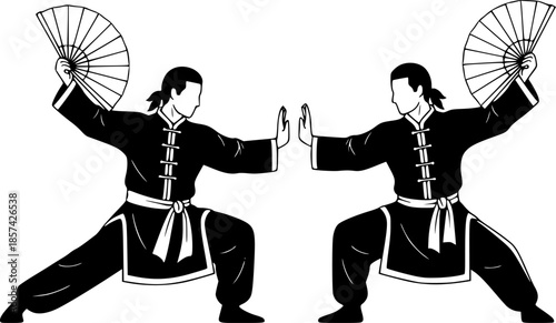 Dynamic Kung Fu Fighter Vector Illustration