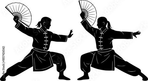Dynamic Kung Fu Fighter Vector Illustration