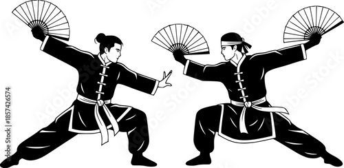 Dynamic Kung Fu Fighter Vector Illustration