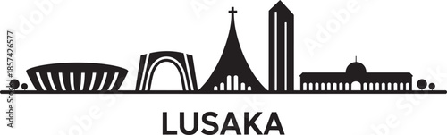 Lusaka city skyline silhouette vector illustration representing capital buildings and landmarks