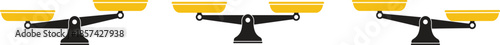 Set of Weight Scales of Justice Icons with Balanced and Unbalanced Positions Vector Illustration