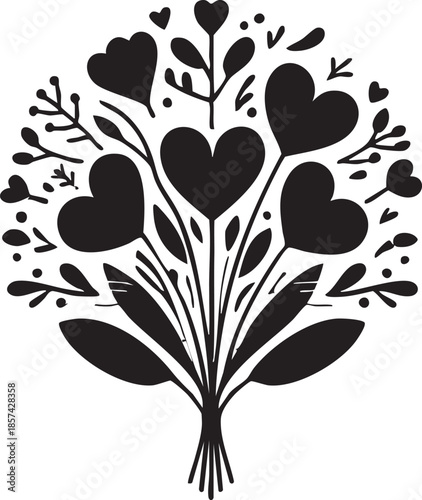 Heart tree vector illustration: love, valentine's day, floral design eps silhouette