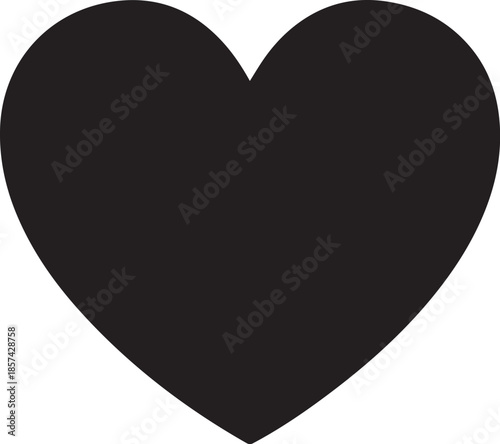 Solid black heart symbol on white background
