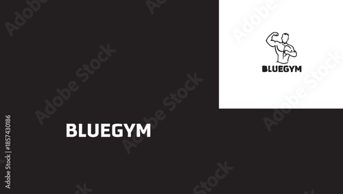 Bluegym gym logo design: fitness, workout, and bodybuilding vector eps silhouette
