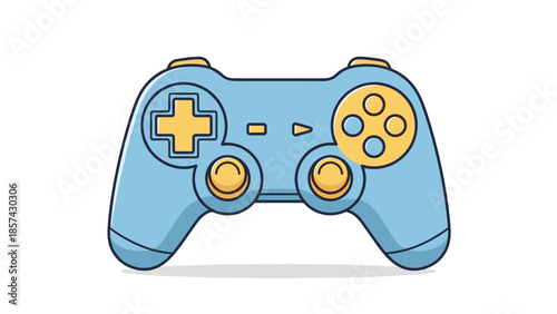 Blue Game Controller with Yellow Buttons.