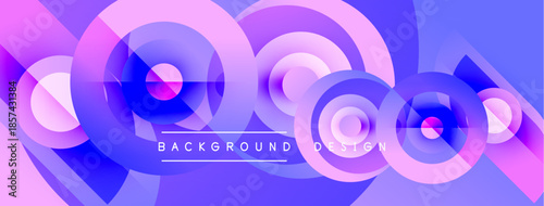 Abstract circles overlap, creating vibrant purple, blue hues. Modern design suggests technology, innovation, energy. Background features text background design.