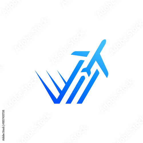 air travel logo checklist icon of a Airplane logo design