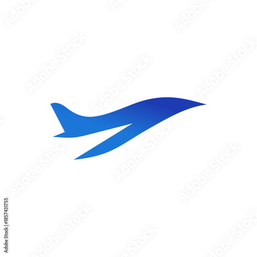 air travel shilouete plane logo. jet logo blue sky