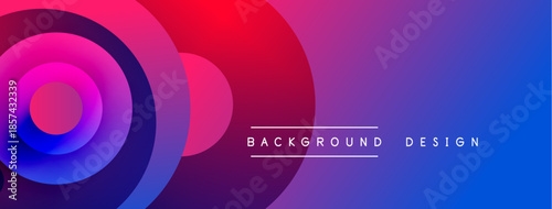 Abstract vibrant circles blend into gradient. Modern design elements suggest energy, motion, depth. Text reads background design.