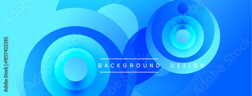 Abstract blue layers create dynamic circular patterns. Gradient shades offer modern visual appeal, suitable for backgrounds.