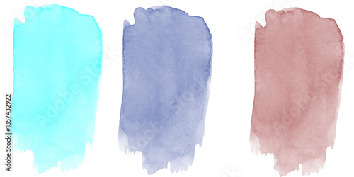 фотографія Vibrant watercolor paint swatches teal deep blue crimson red artistic brushstrok