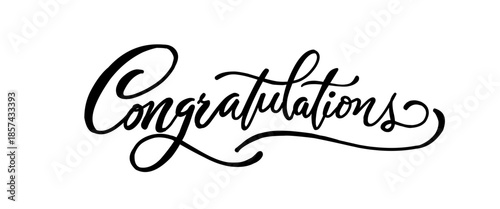 Black script text congratulations on light gray background. congratulations text, calligraphy congratulations, elegant typography design, celebration lettering, hand drawn congratulations, script font
