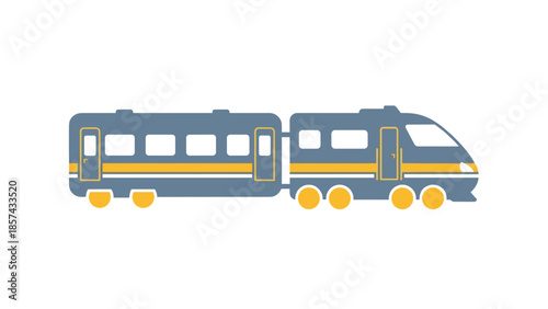 Blue Train with Yellow Stripes Illustration.