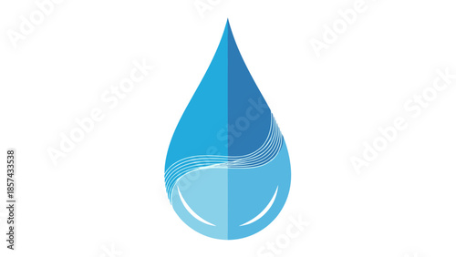 Blue Water Droplet Illustration Isolated on White.