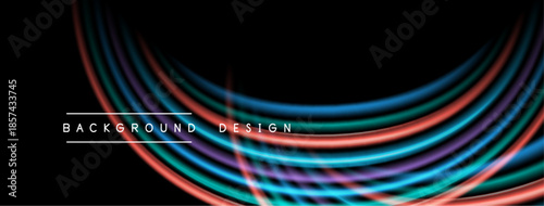 Abstract flowing lines create vibrant background. Colors blend, forming dynamic visual effect. Modern design element.