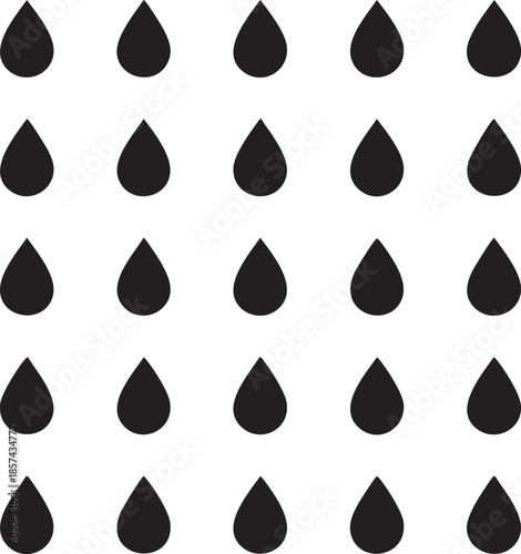 Black raindrop pattern vector - seamless water droplet background eps silhouette