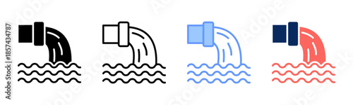 Drain icon set multiple style collection