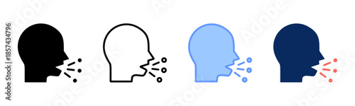 Cough icon set multiple style collection