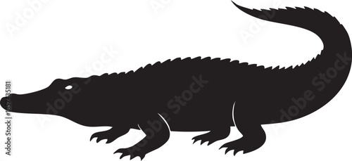 Alligator vector silhouette: reptile illustration, crocodile graphic eps