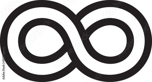 Infinity symbol vector: black and white graphic, loop icon, endless design eps silhouette