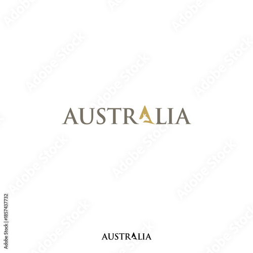 Australia Wordmark Logo No. 2 - kangaroo as the icon of Australia at letter A.