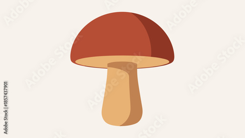 Brown Mushroom Illustration with Beige Stem.