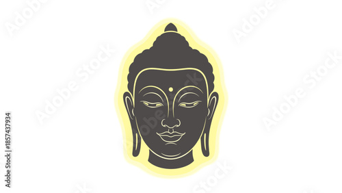 Buddha Head Illustration with Serene Expression.