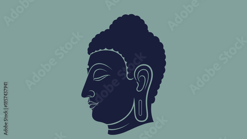 Buddha Head Silhouette Profile Illustration.