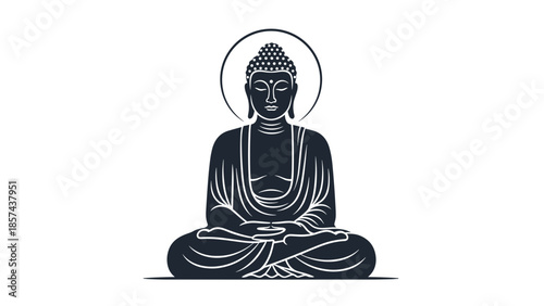 Buddha Sitting in Meditation Pose Illustration.