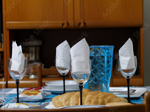 detail of a table set in a house
