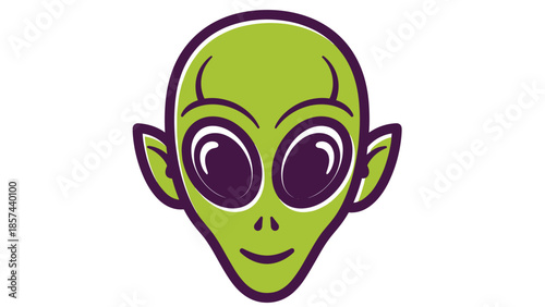 Cartoon Alien Head with Big Eyes.