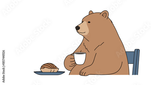 Cartoon bear drinking from a cup.