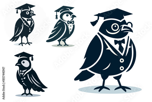This is a mascot logo of an owl dressed as a lecturer, suitable for use in company logo designs, children's toys, printing, book publishers, printing, posters, banners, advertisements, authors, covers