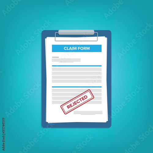 Vector illustration of a rejected claim, insurance form	