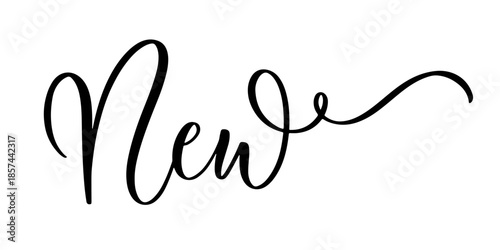 New lettering in elegant cursive script with decorative flourishes