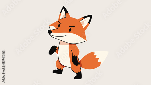 Cartoon Fox Character Standing on Hind Legs.