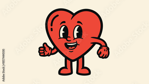 Cartoon Heart Character Giving Thumbs Up.