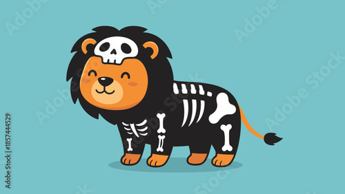 Cartoon Lion Skeleton Animal Illustration.